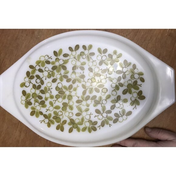 Vintage PYREX Verde Olive Divided Covered Casserole Dish HTF 1 Quart Size EUC - Picture 6 of 7